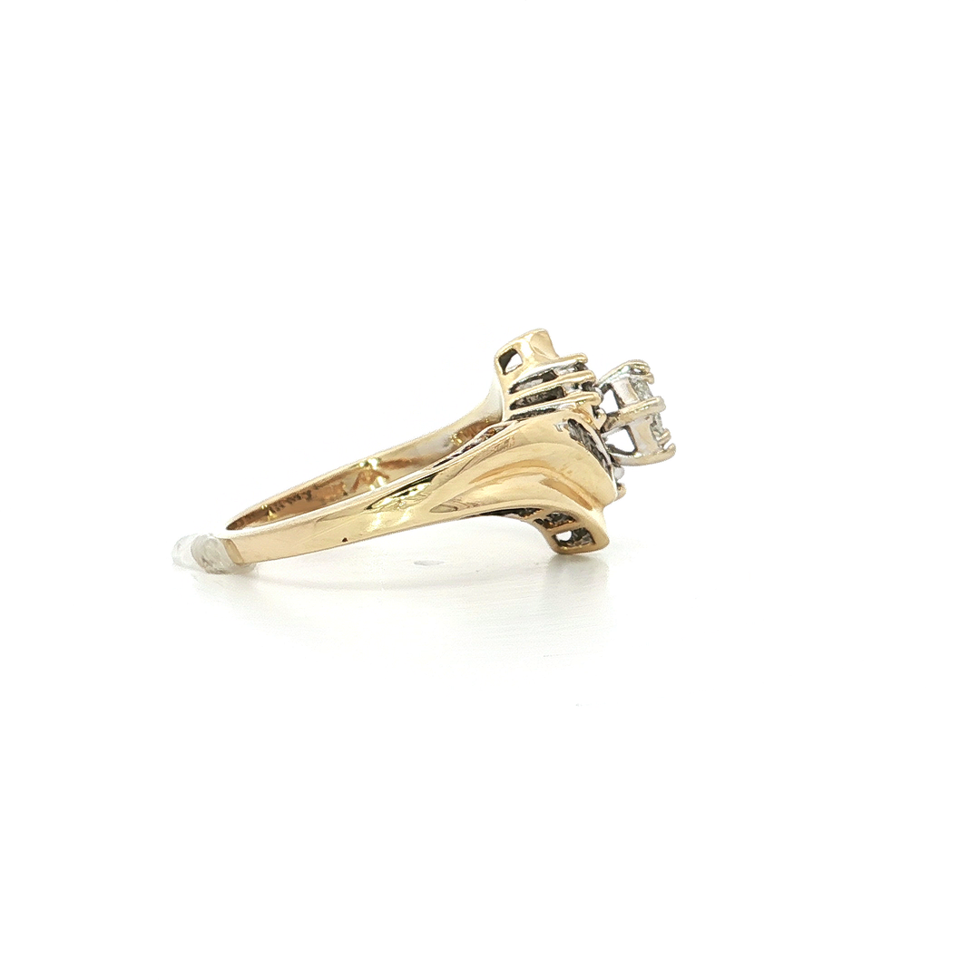 0.50 CTW Natural Near Colorless Diamond "All My Love" Ring with Princess Cut, Baguette, & Round Brilliant Cut Diamonds in 14kt Yellow Gold