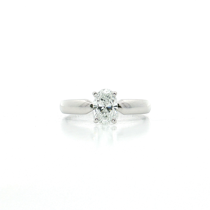 Colorless Oval Diamond Solitaire Engagement Ring (¾ ct.) in 14k White Gold