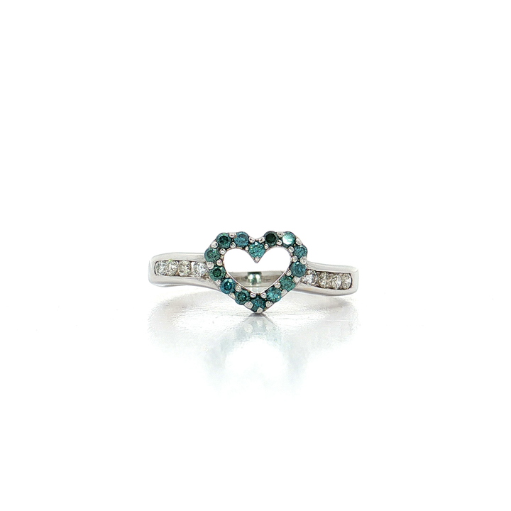 Open Heart Blue and White Diamond Ring (⅔ ct. tw.) in 14k White Gold
