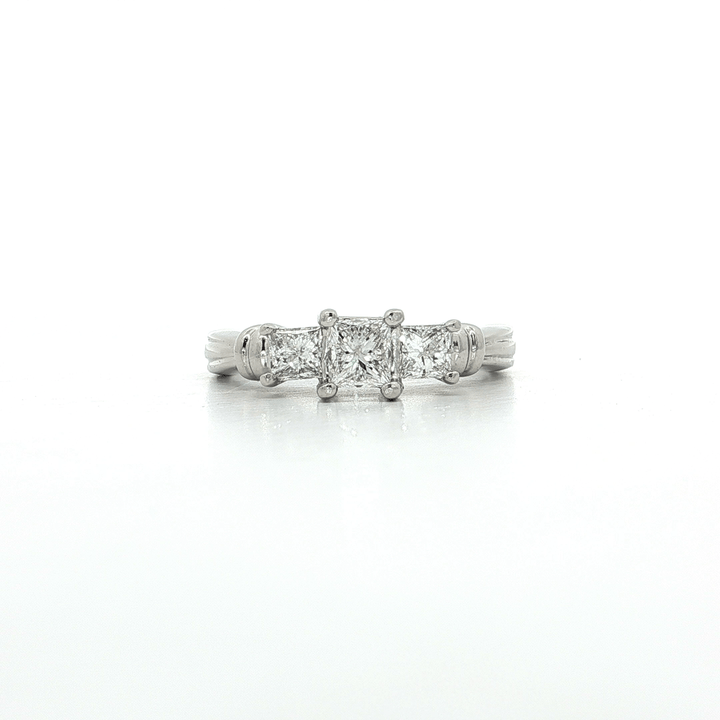 1.05 CTW EGL USA Certified Colorless Three-Stone Diamond Engagement Ring in Platinum