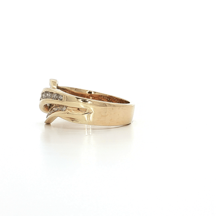 0.55 CTW of Natural Near - Colorless Round Brilliant Cut Diamonds Channel - Set in a 14kt Yellow Gold Wave Ring – Jewelry Depot, Inc.