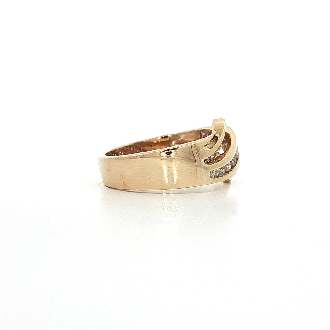 0.55 CTW of Natural Near - Colorless Round Brilliant Cut Diamonds Channel - Set in a 14kt Yellow Gold Wave Ring – Jewelry Depot, Inc.