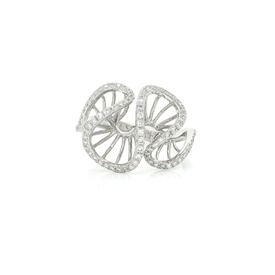 0.60 CTW Natural Round Brilliant Cut Colorless Diamonds in an Abstract Design Micropavé Ring in 14kt White Gold – Jewelry Depot, Inc.