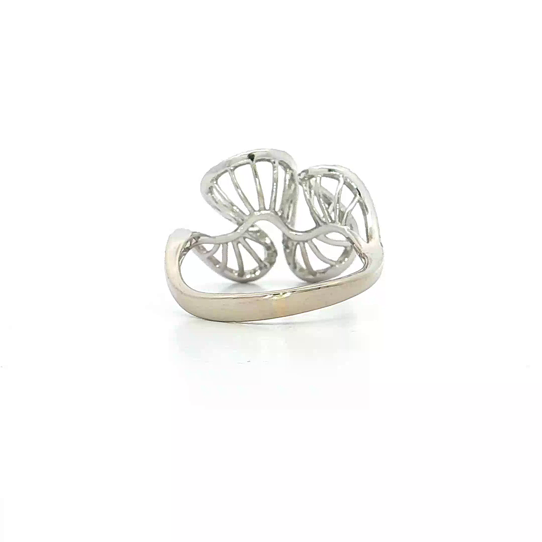 0.60 CTW Natural Round Brilliant Cut Colorless Diamonds in an Abstract Design Micropavé Ring in 14kt White Gold