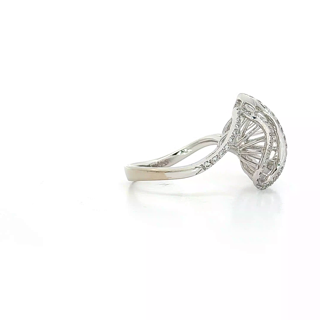 0.60 CTW Natural Round Brilliant Cut Colorless Diamonds in an Abstract Design Micropavé Ring in 14kt White Gold