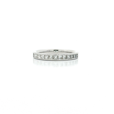 Channel-Set Colorless Near-Flawless Princess Cut Diamond Wedding Band (⅗ ct. tw.) in 18k White Gold