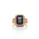 Radiant Cut Mystic Topaz Diamond Halo Ring (3 ¾ ct. tw.) in 14k Yellow Gold