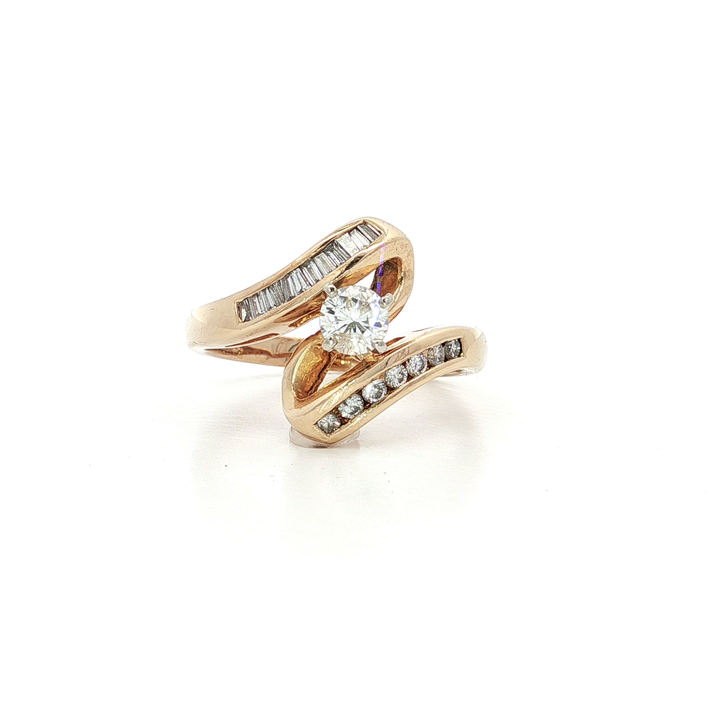 Vintage Colorless Diamond Bypass Engagement Ring (¾ ct.) in 14k Yellow Gold
