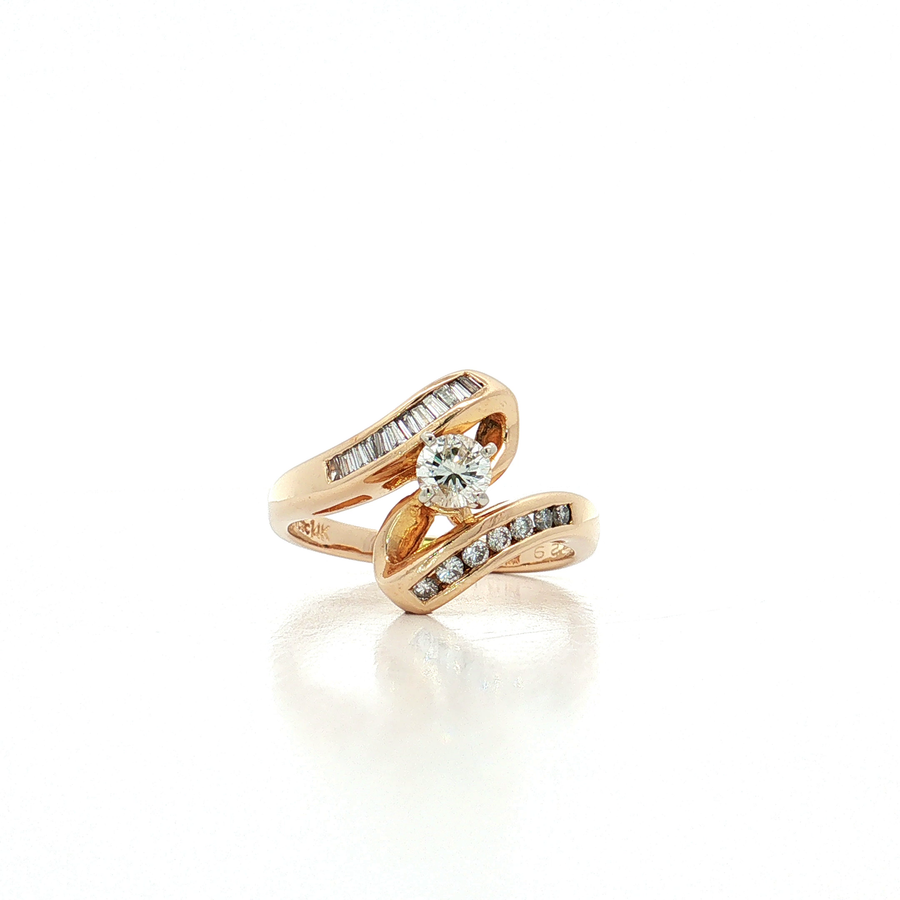 Vintage Colorless Diamond Bypass Engagement Ring (¾ ct.) in 14k Yellow Gold