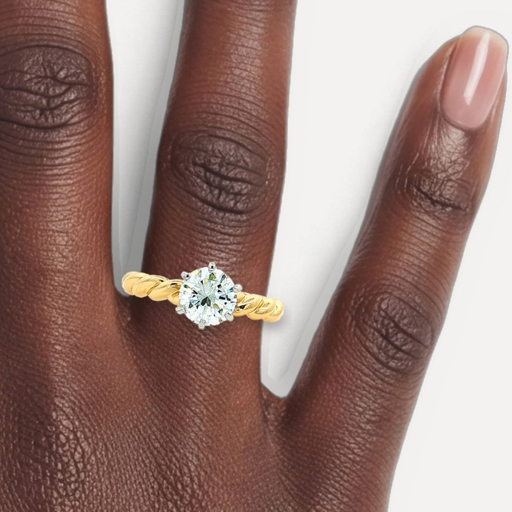Rope Twist Solitaire Colorless Diamond Engagement Ring (⅞ ct.) in 18k Yellow Gold & Platinum