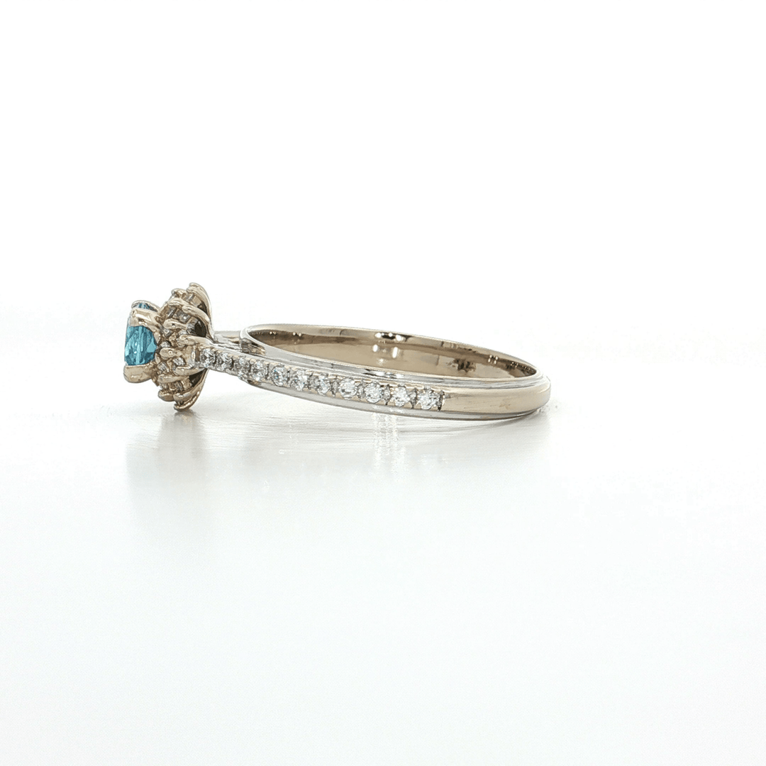 1.25 CTW Near - Colorless Round Brilliant Cut Diamond & AAA Grade Swiss Blue Topaz in a 14kt White Gold Ring – Jewelry Depot, Inc.