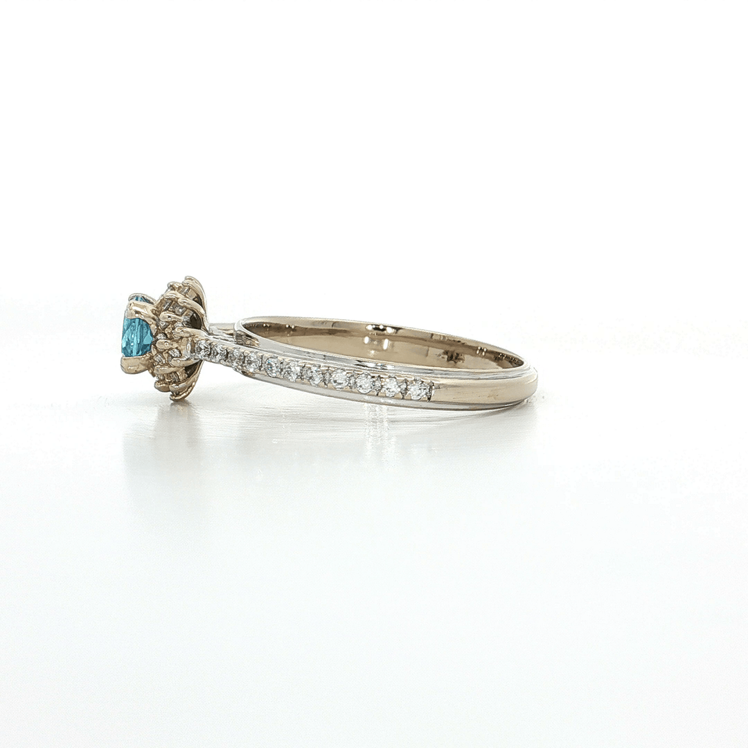 1.25 CTW Near - Colorless Round Brilliant Cut Diamond & AAA Grade Swiss Blue Topaz in a 14kt White Gold Ring – Jewelry Depot, Inc.