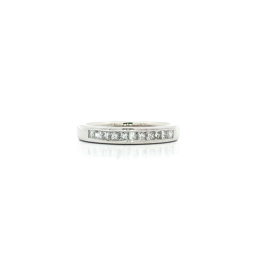Princess Brilliant Cut Diamond Channel-Set Wedding Band (2/3 ct.) 14k White Gold