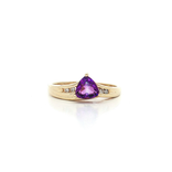 Deep Royal Purple Trillion-Cut Amethyst & Diamond Ring (⅘ ct. tw.) in 10k Yellow Gold