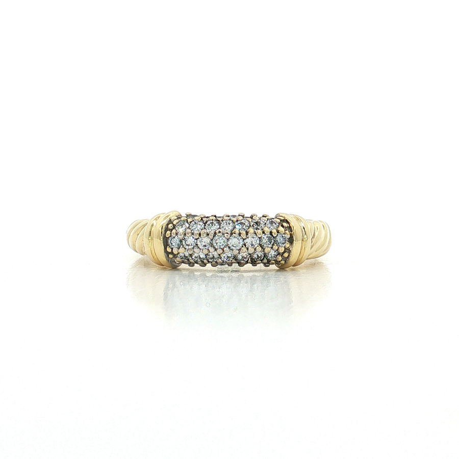 David Yurman Metro Cable Pavé Colorless Nearly Flawless Diamond Ring (¾ ct. tw.) in 18k Yellow Gold