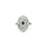 Vintage Sapphire & Diamond Art Deco Cocktail Ring (1 ct. tw.) in 18k White Gold