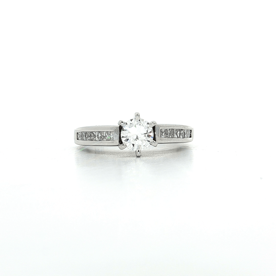 Certified Round Diamond Engagement Ring 14k White Gold