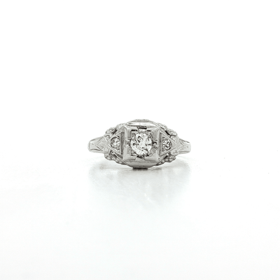 0.25 CTW Antique Style Colorless Nearly Flawless Natural Diamond Ring in 18kt White Gold – Jewelry Depot, Inc.