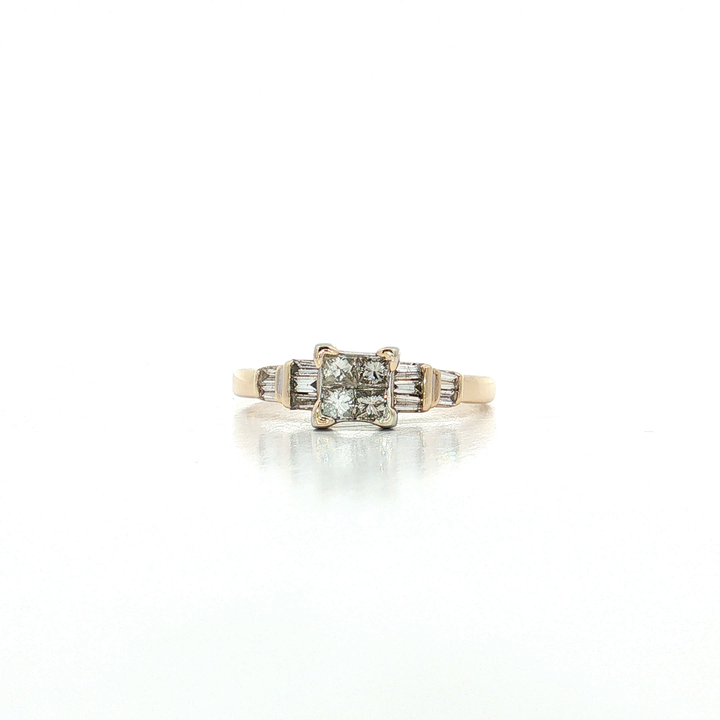 Princess Cut Invisibly-Set Near-Colorless Diamond Engagement Ring (1 ct. tw.) in 14k Yellow & White Gold