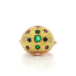 Vintage Floral Emerald Ruby Diamond Ring (1 ½ ct. tw.) in 18k Yellow & Rose Gold