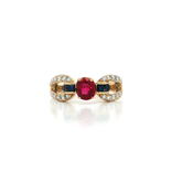 Deep Red Ruby & Vivid Blue Sapphire Colorless Nearly Flawless Diamond Ring (2 ⅞ ct. tw.) in 18k Yellow Gold