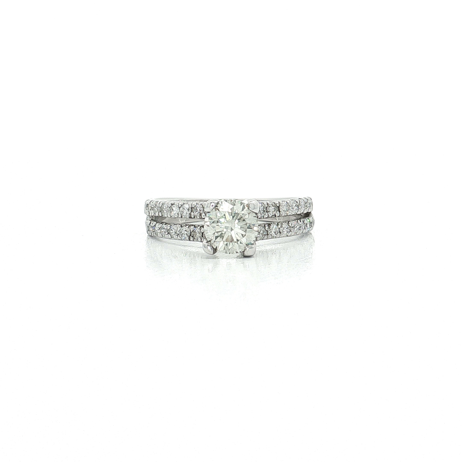 Diamond Split-Shank Engagement Ring 14k White Gold