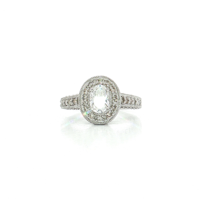 Oval Halo Colorless Diamond Engagement Ring (1 ¾ ct.) 14k White Gold