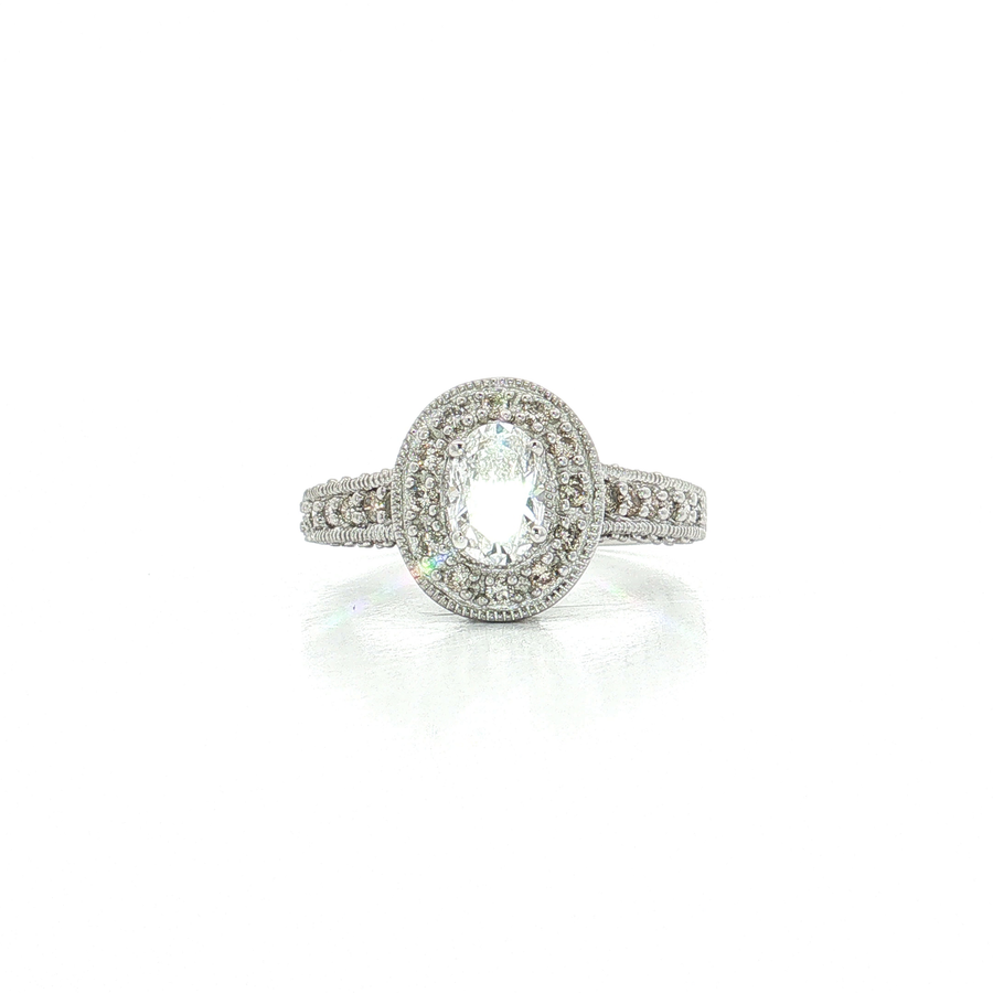 Oval Halo Colorless Diamond Engagement Ring (1 3/4 ct. tw.) 14k White Gold