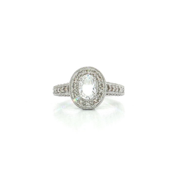 Oval Halo Colorless Diamond Engagement Ring (1 ¾ ct. tw.) in 14k White Gold