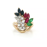Birds of Paradise Diamond, Ruby, Sapphire & Emerald Ring (3 ⅒ ct. tw.) in 14k Yellow Gold
