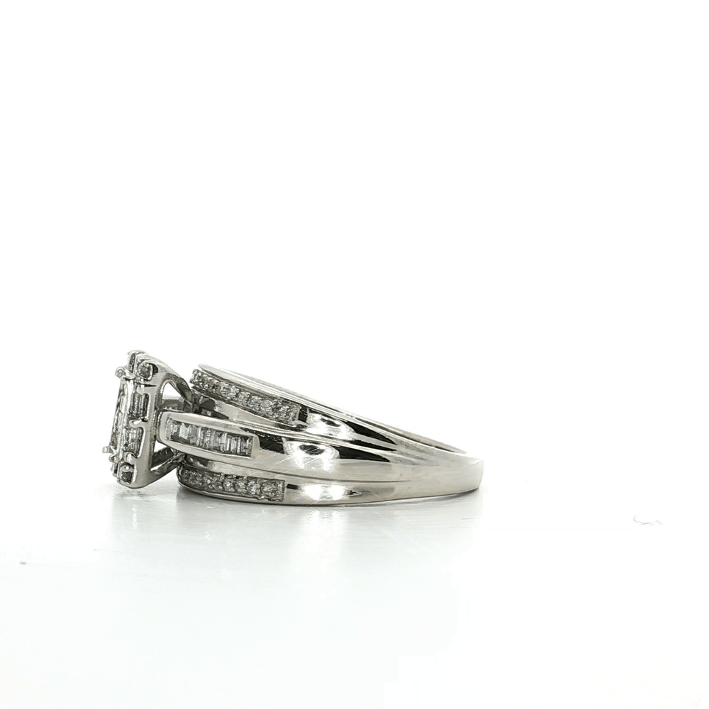 Princess-Cut Diamond Cluster Ring 10k White Gold