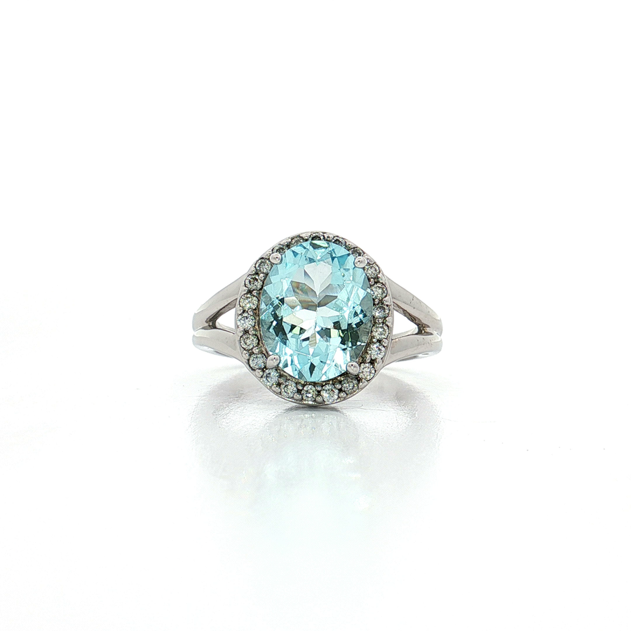 Aquamarine & Diamond Ring (3 1/2 ct. tw.) 14k White Gold