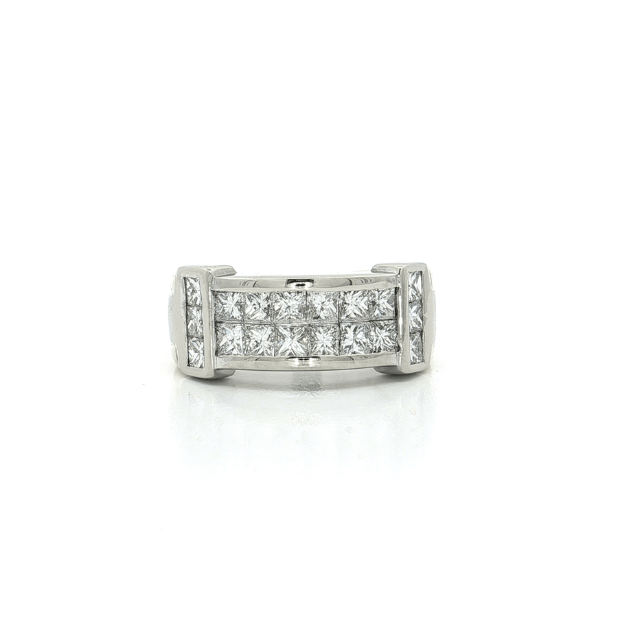 Nearly Flawless Colorless Invisibly-Set Princess Cut Diamond Multi-Band Ring (2 1/2 ct. tw.) 18k White & Yellow Gold