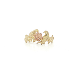 Vintage Black Hills Gold Grape Leaf & Bird Ring in 14k Two-Tone Yellow and Rose Gold