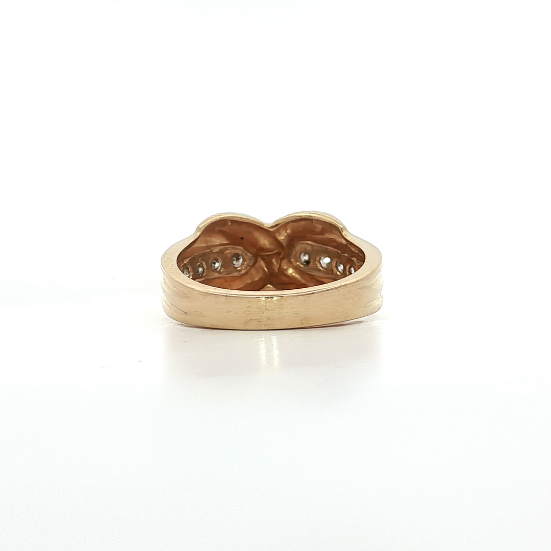 1.00 CTW Natural Near-Colorless Round Brilliant Cut Channel-Set Diamonds Crossover Ring in 14kt Yellow Gold