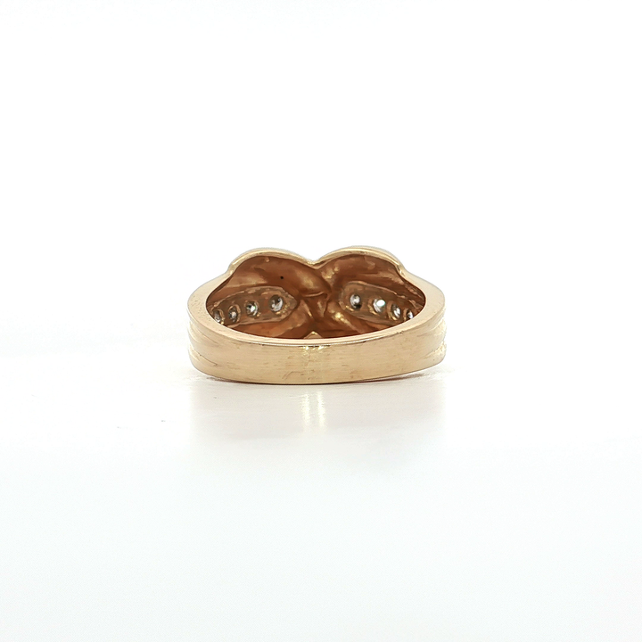 1.00 CTW Natural Near-Colorless Round Brilliant Cut Channel-Set Diamonds Crossover Ring in 14kt Yellow Gold