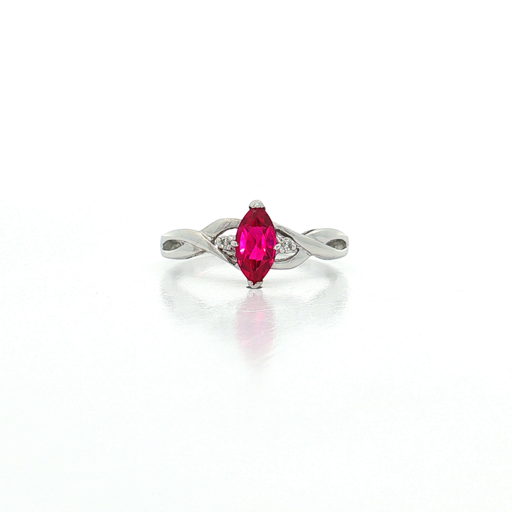 Marquise Vivid Ruby Near-Colorless Diamond Ring (¾ ct. tw.) in 10k White Gold