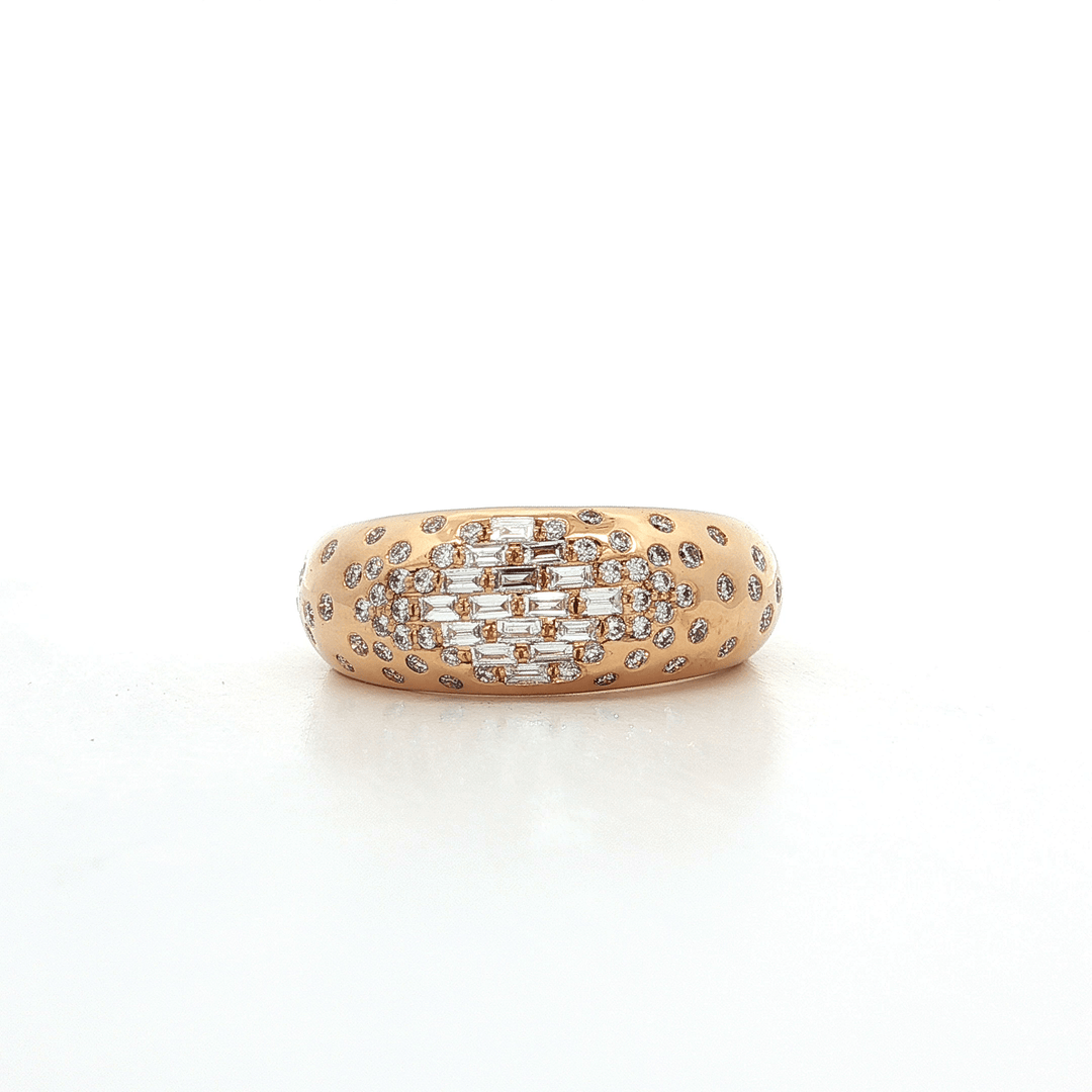 0.50 CTW French Dome Style Ring with Colorless Nearly Flawless Natural Baguette & Round Brilliant Cut Diamonds in 18kt Rose Gold – Jewelry Depot, Inc.