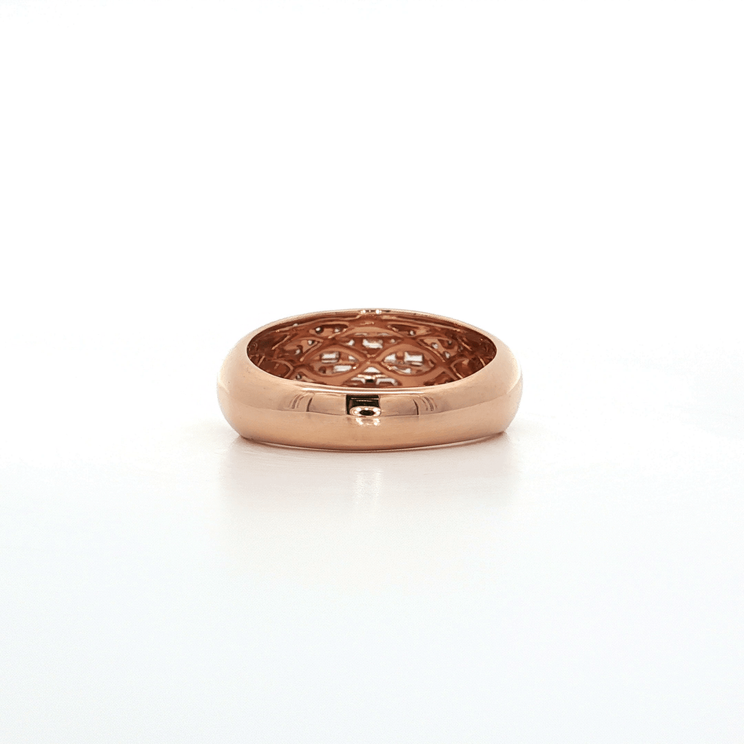 0.50 CTW French Dome Style Ring with Colorless Nearly Flawless Natural Baguette & Round Brilliant Cut Diamonds in 18kt Rose Gold – Jewelry Depot, Inc.