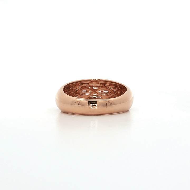 0.50 CTW French Dome Style Ring with Colorless Nearly Flawless Natural Baguette & Round Brilliant Cut Diamonds in 18kt Rose Gold – Jewelry Depot, Inc.