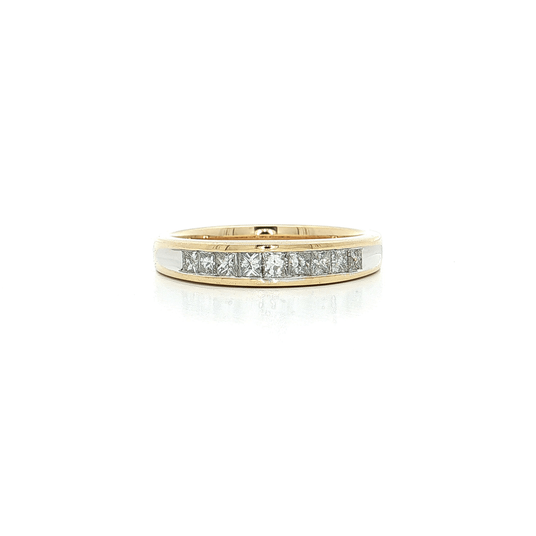 0.75 CTW Natural Princess Brilliant Cut Diamonds Channel - Set in a 14kt Yellow & White Gold Ring – Jewelry Depot, Inc.