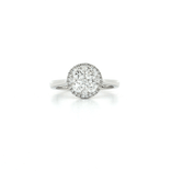 Round Brilliant Cut Nearly Flawless Colorless Halo Diamond Cluster Ring (¾ ct. tw.) in 18k White Gold