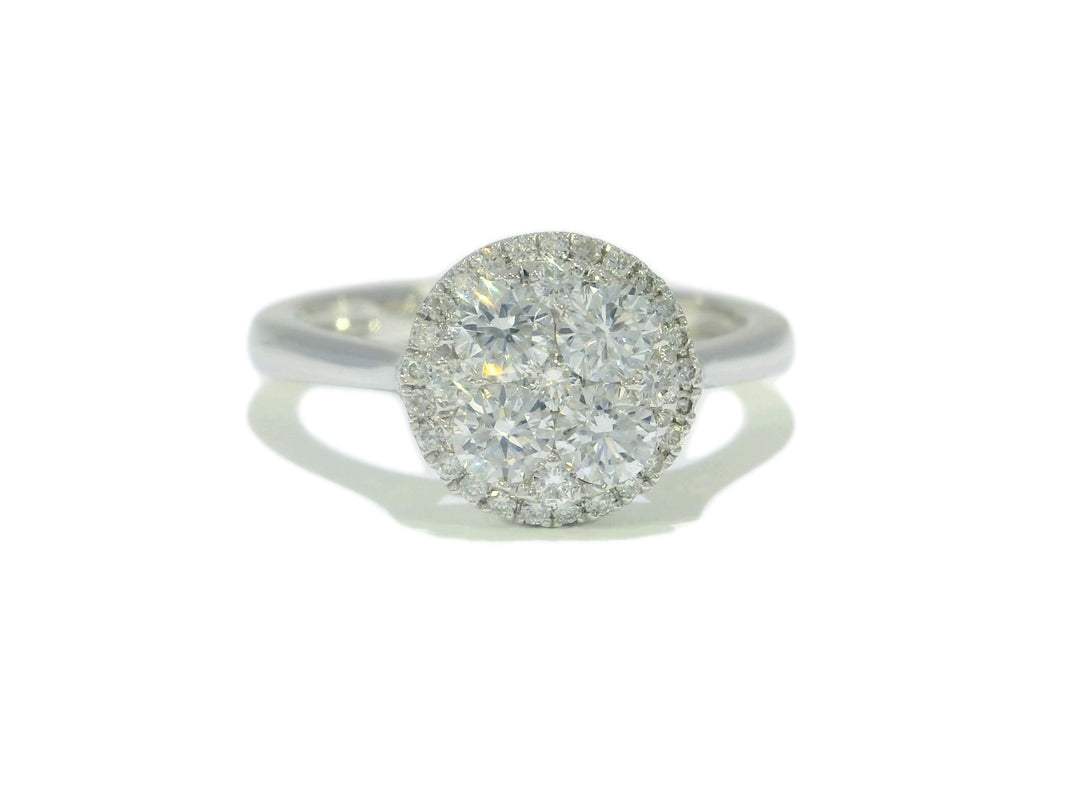 0.75 CTW Round Brilliant Cut Natural Diamond Cluster Ring in White Gold