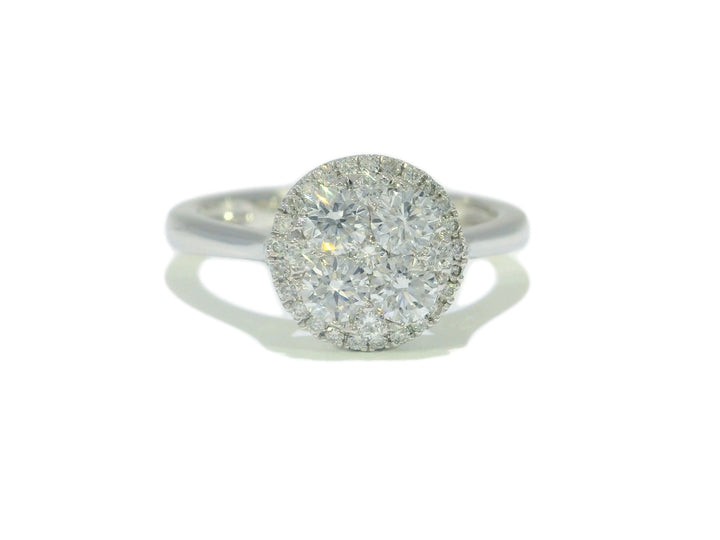 0.75 CTW Round Brilliant Cut Natural Diamond Cluster Ring in White Gold