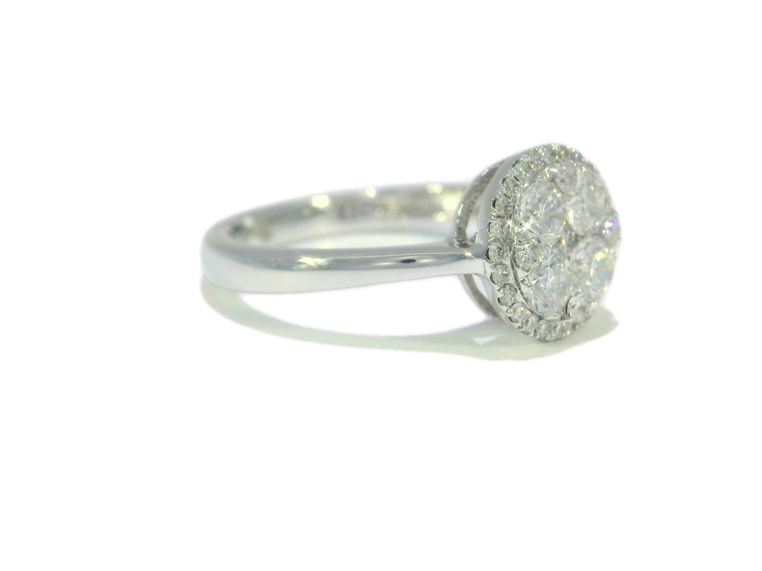 0.75 CTW Round Brilliant Cut Natural Diamond Cluster Ring in White Gold