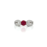 Vivid Red Ruby and Colorless Nearly Flawless Diamond Ring (1 ⅘ ct. tw.) in 18k White Gold