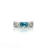 East-West Vivid Emerald-Cut Blue Spinel Diamond Ring (1 ½ ct. tw.) in 18k White Gold