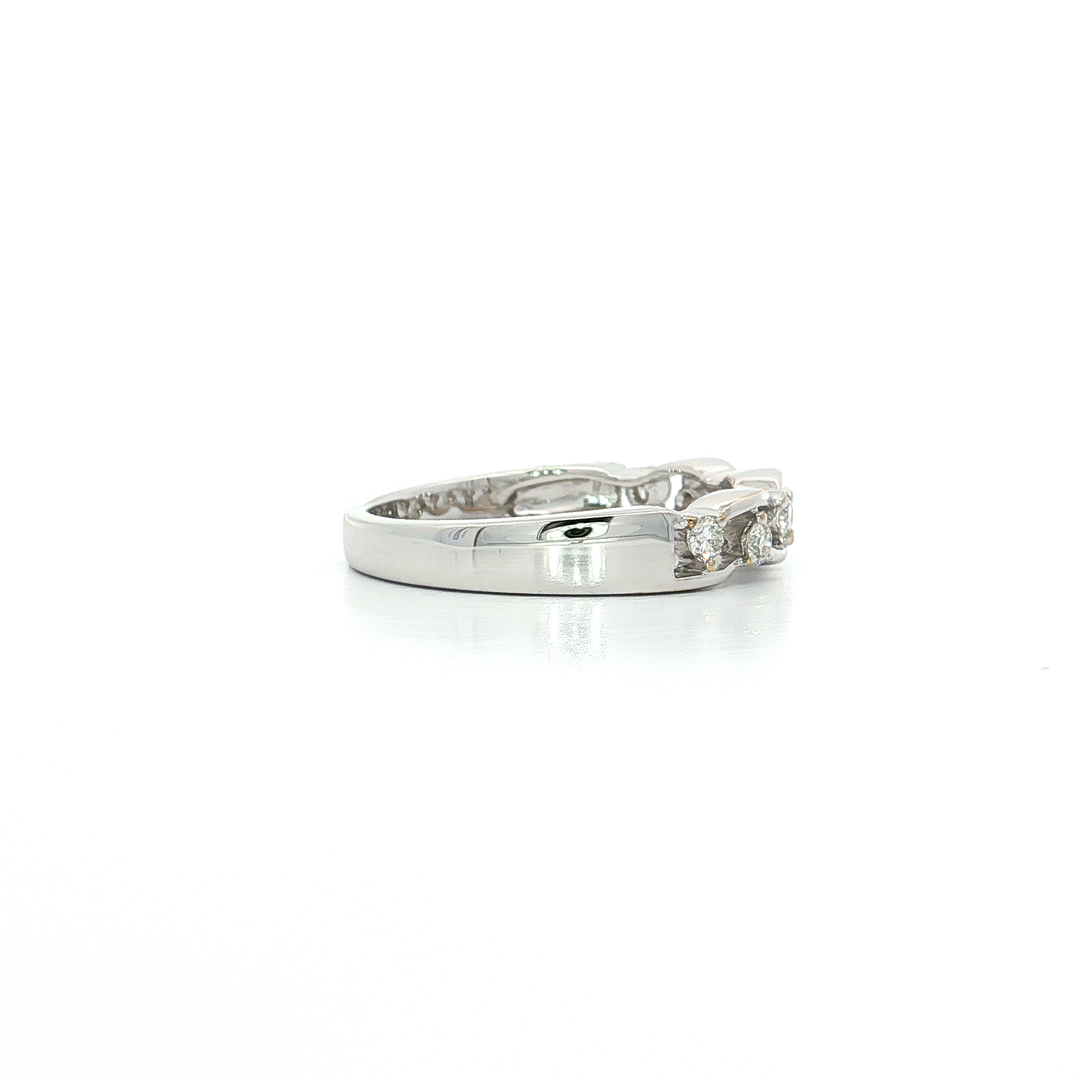 0.50 CTW Natural Round Brilliant Cut Colorless Nearly Flawless Diamond Wavy Design Wedding Ring in 18kt White Gold