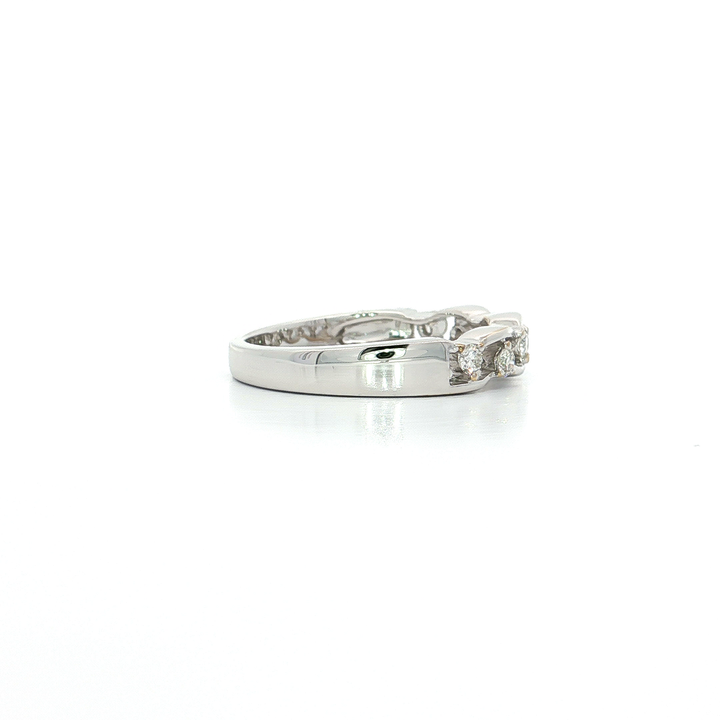 0.50 CTW Natural Round Brilliant Cut Colorless Nearly Flawless Diamond Wavy Design Wedding Ring in 18kt White Gold