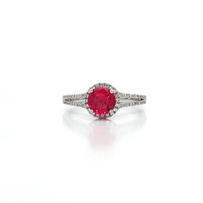 1.50 CTW AAAA Grade Red Spinel & Natural Round Brilliant Cut Colorless Diamond Ring in 18kt White Gold – Jewelry Depot, Inc.